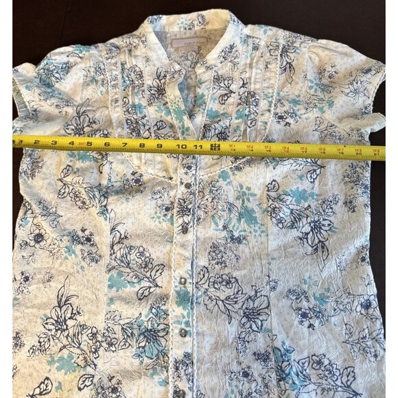 Point Zero Womens Large Floral Button-Up Blouse With Tie Belt - Picture 7 of 7